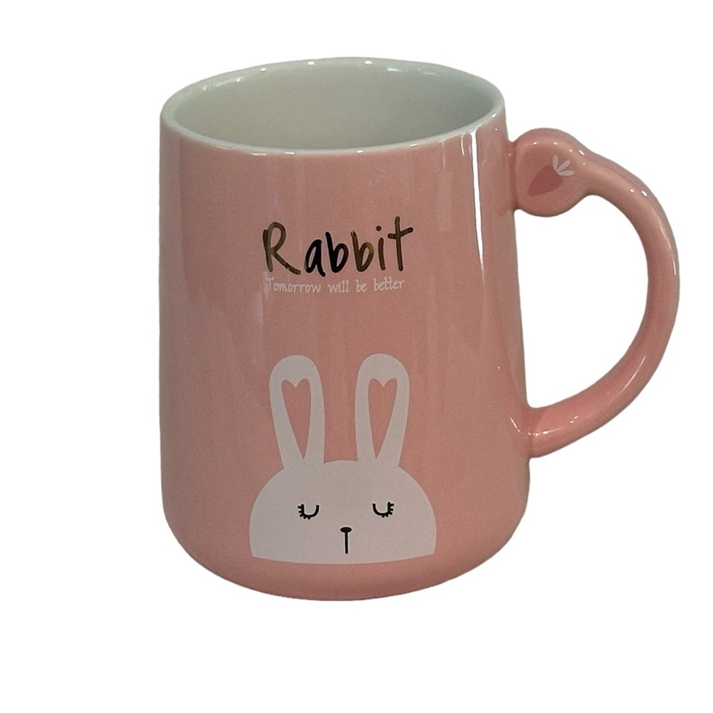 Homie’s Personality Rabbit Ceramic Mug Pink Tomorrow Will be Better Ceramic Cup